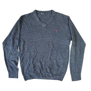 Polo Ralph Lauren Mens V-Neck Gray Cashmere Sweater XXL Preppy Old Money Grandpa